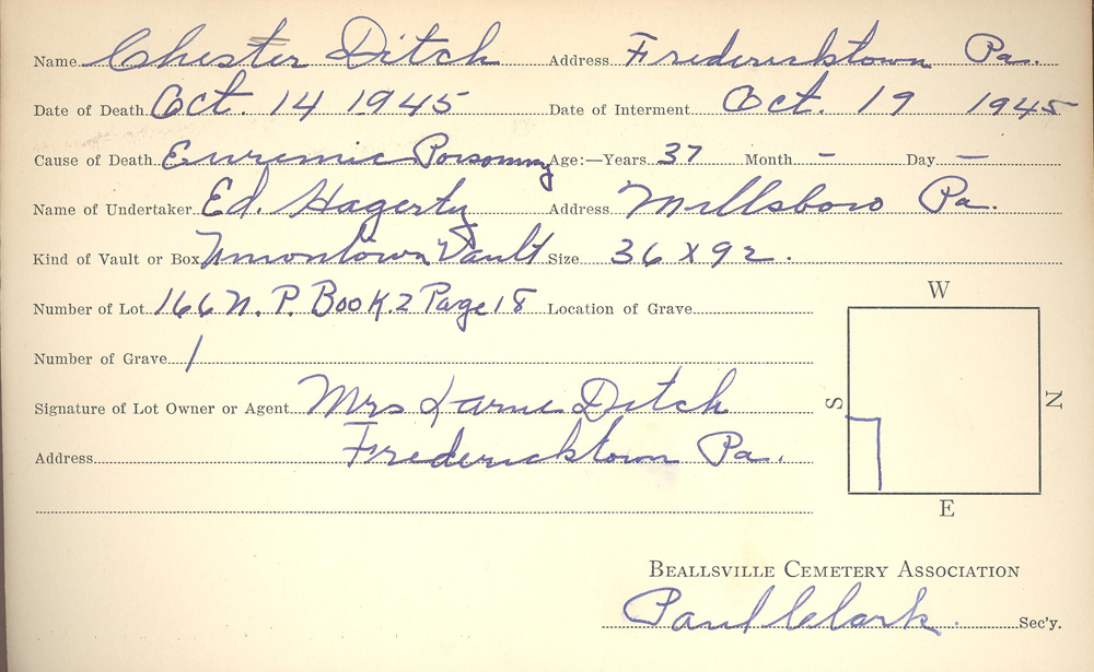 burial card